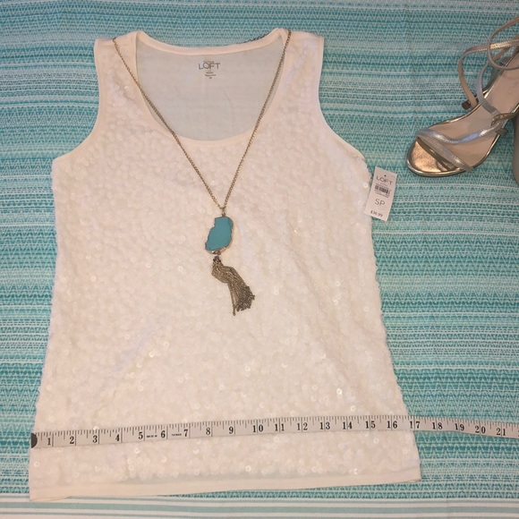 Loft Creme Sequin Tank - Picture 5 of 8